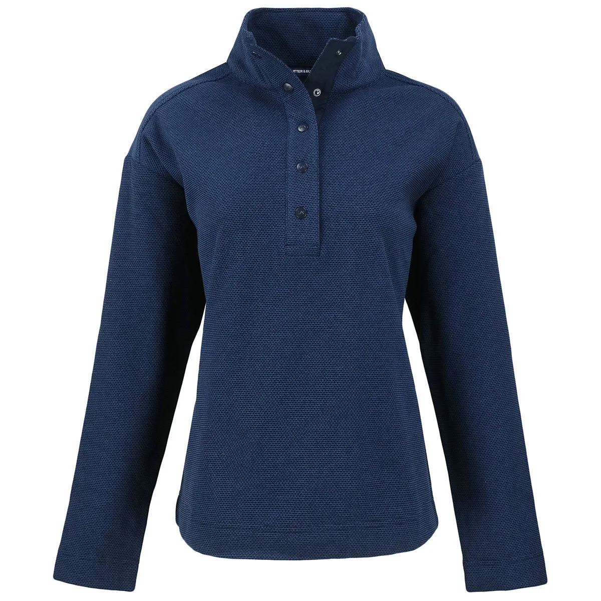 Cutter & Buck Women's Navy Blue Hunts Point Eco Textured Fleece Recycled Snap Pullover