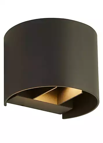 Dark Grey Curved LED Up-Down Outdoor Wall Light | Kaleidoscope