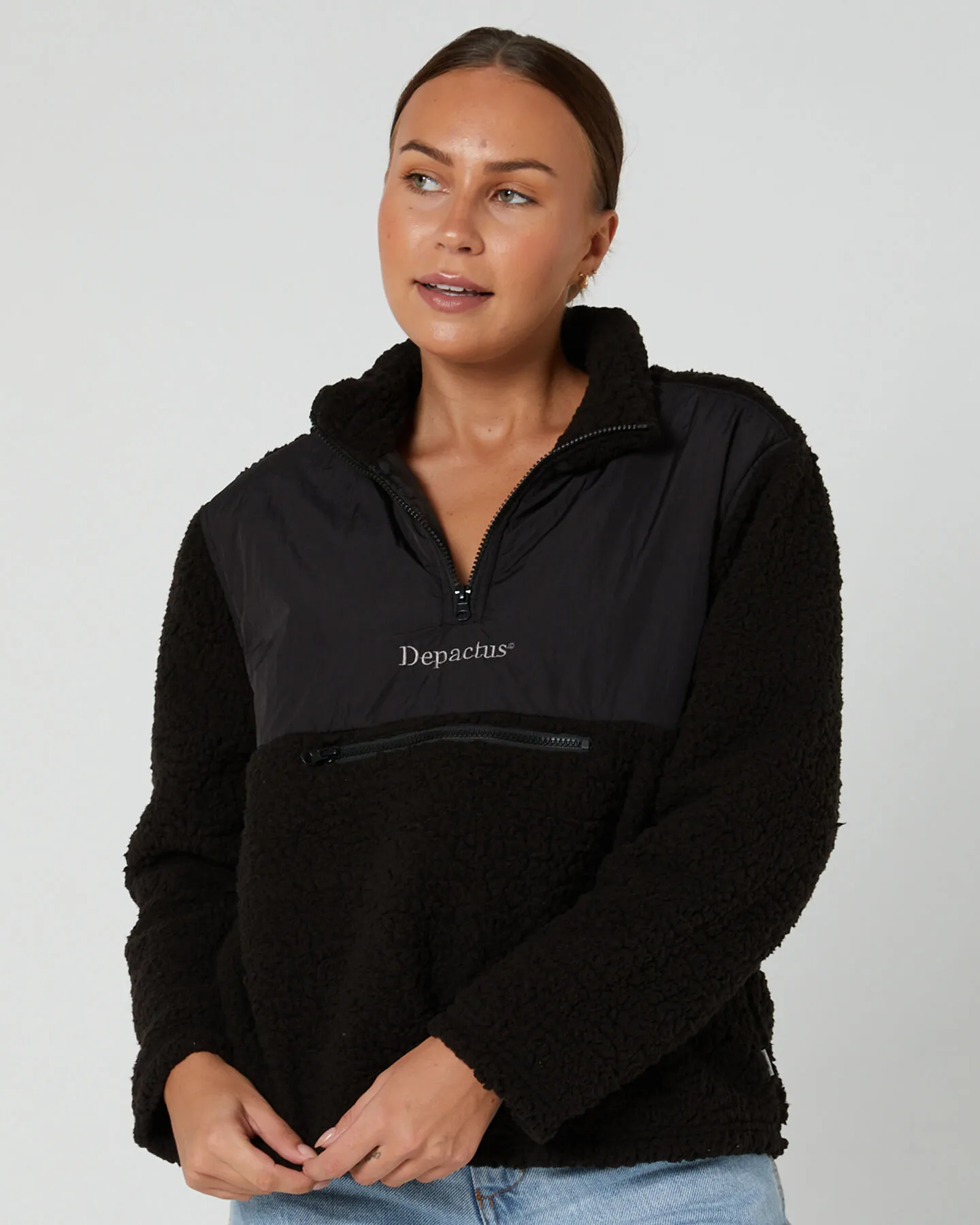 Depactus Steph Sherpa Qtr Zip Pullover - Charcoal | SurfStitch