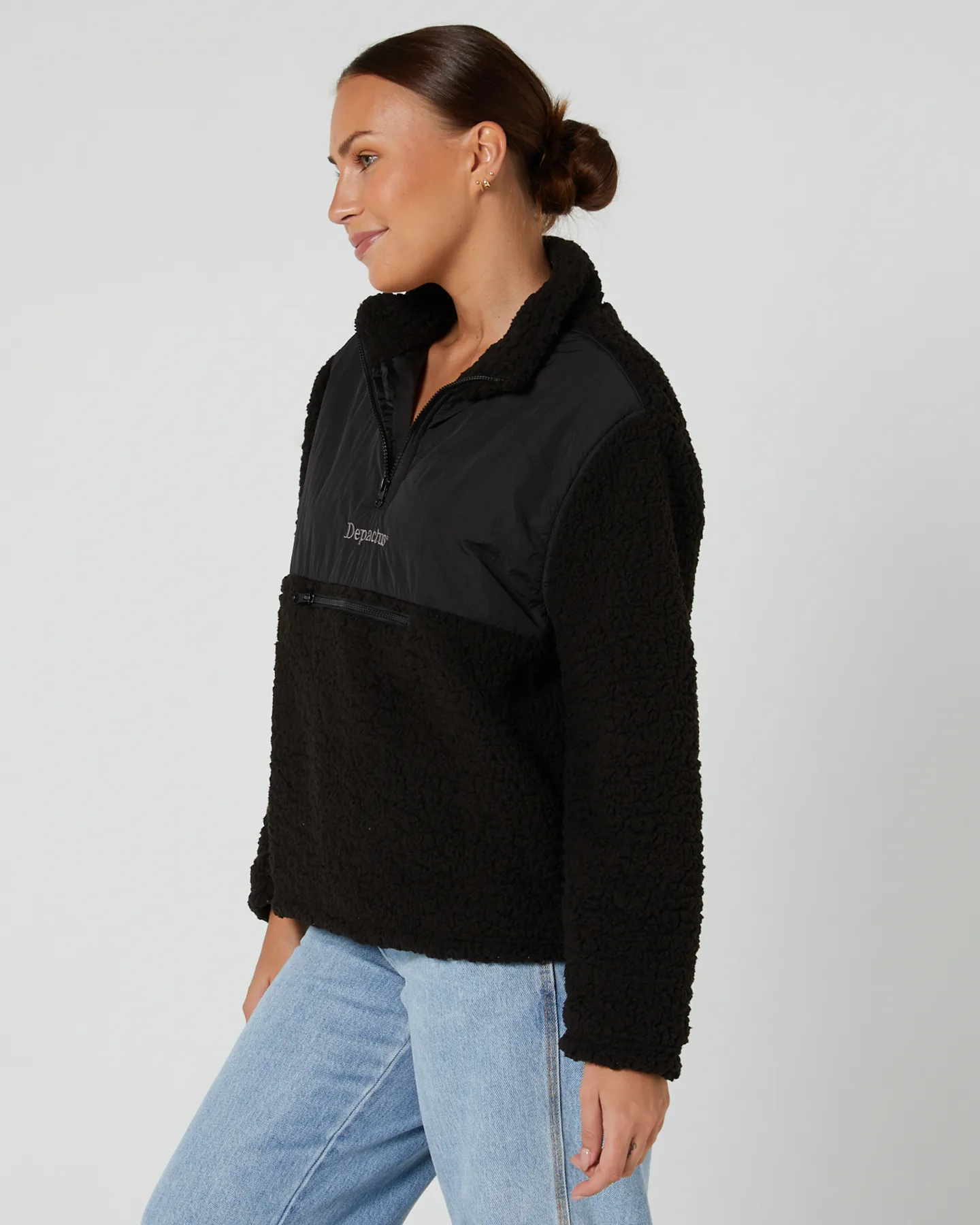 Depactus Steph Sherpa Qtr Zip Pullover - Charcoal | SurfStitch