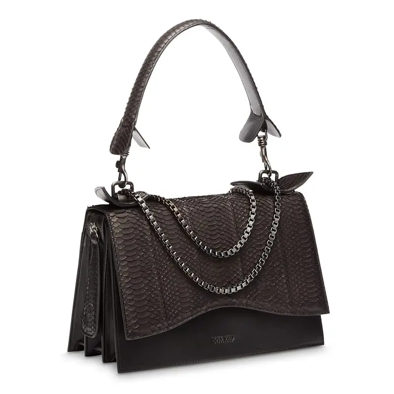 --Diavolino Xl Snake Leather Shoulder Bag-