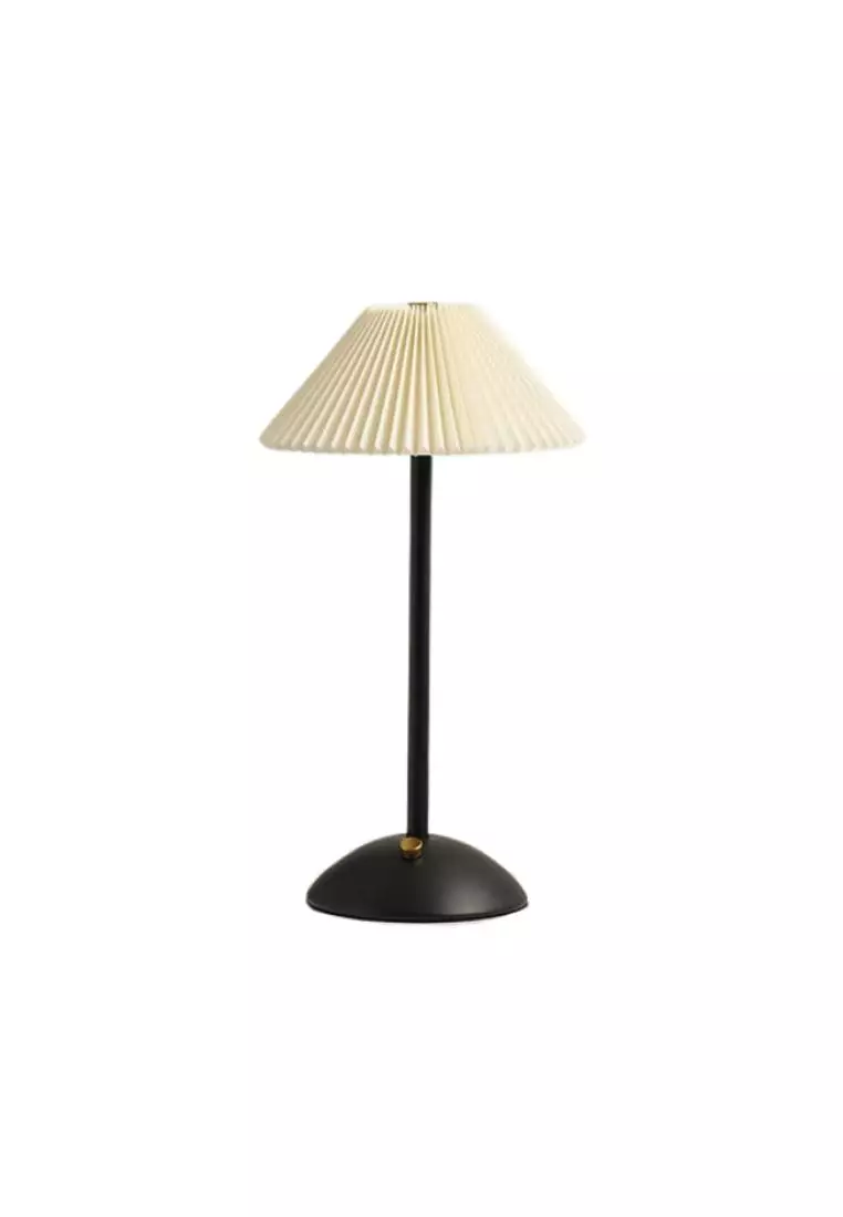 DILAS HOME Pleated Shade Portable Dining Table Lamp (Black)