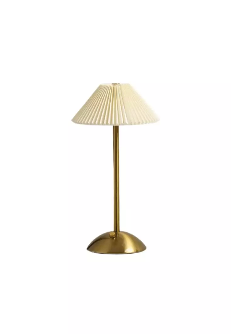 DILAS HOME Pleated Shade Portable Dining Table Lamp (Gold)