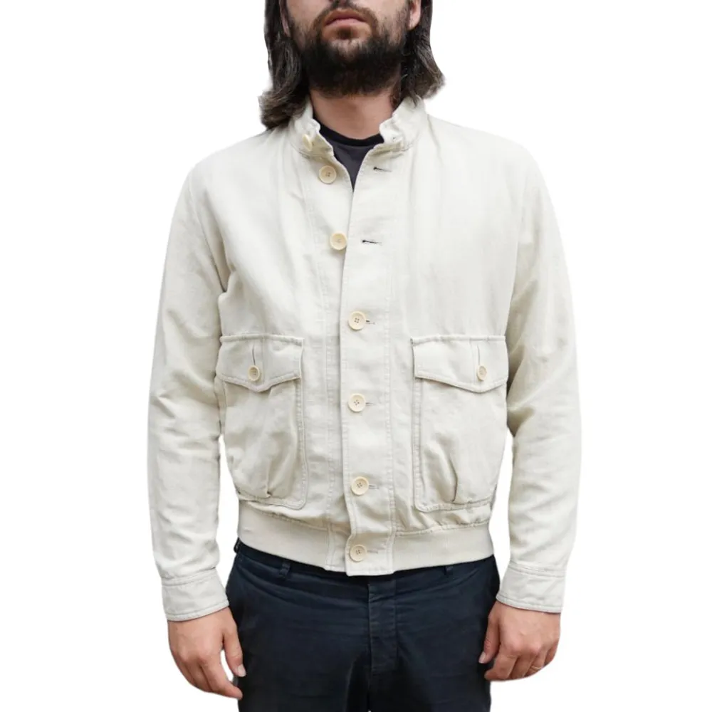 EDUARD DRESSLER Linen And Cotton Casual Cream Jacket | Menswear Online