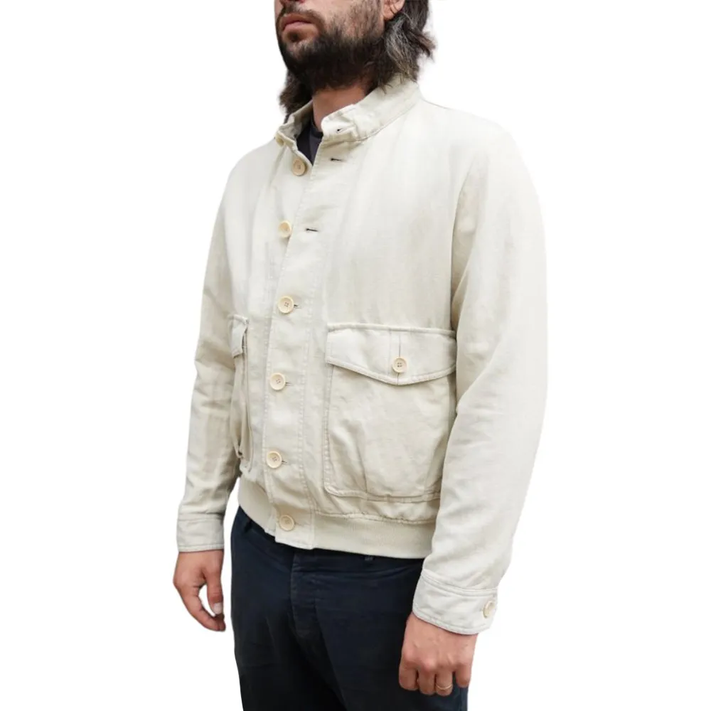 EDUARD DRESSLER Linen And Cotton Casual Cream Jacket | Menswear Online