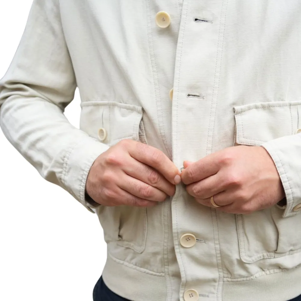 EDUARD DRESSLER Linen And Cotton Casual Cream Jacket | Menswear Online