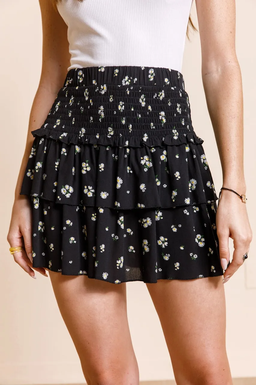 Emma Floral Tiered Mini Skirt