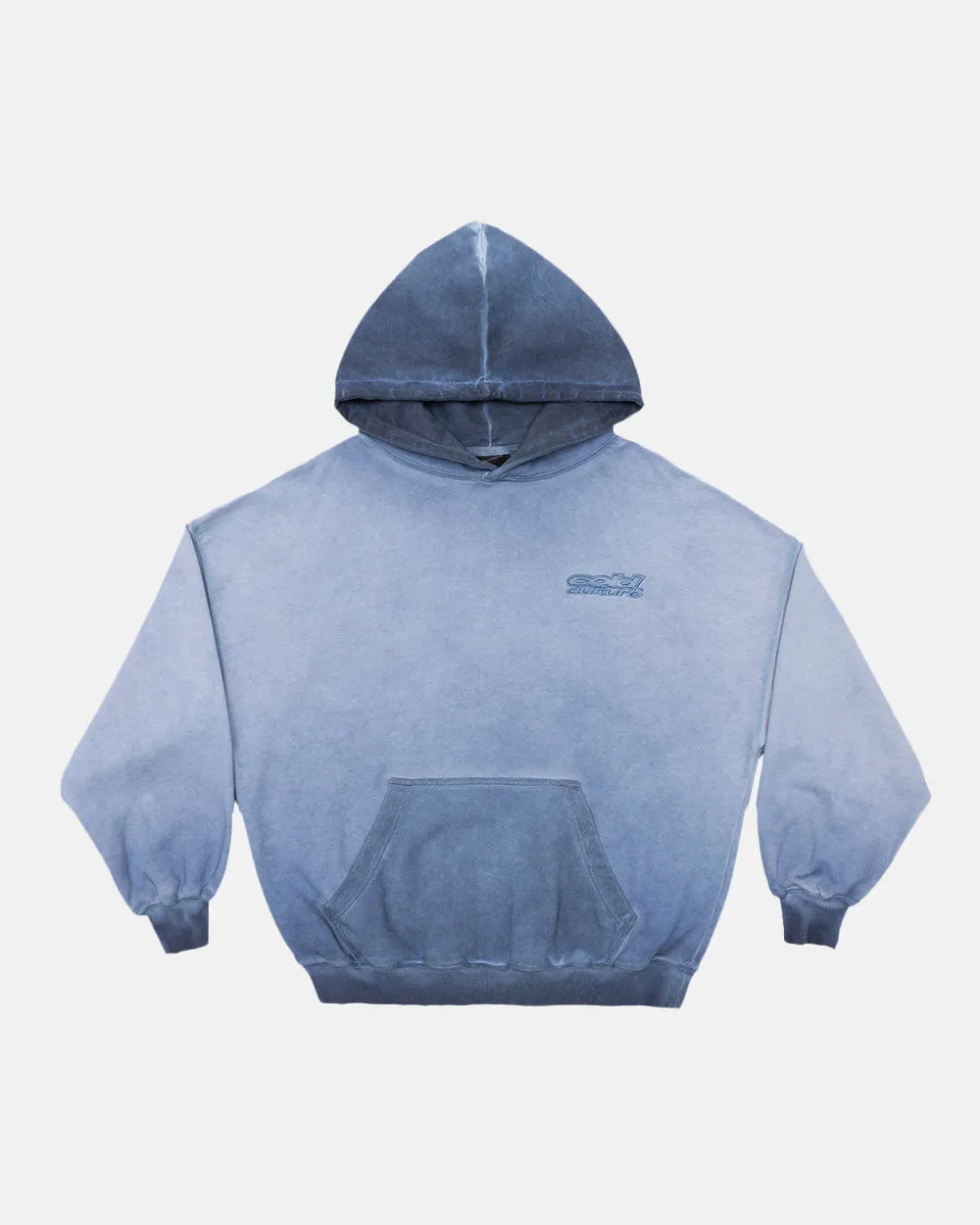 FABRIC LOGO HOODIE DYED INDIGO BLUE