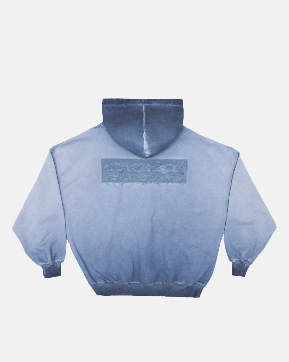 FABRIC LOGO HOODIE DYED INDIGO BLUE