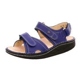 Finn Comfort Yuma Women's Sandals - Adjustable, Comfortable, Removable Insole, Blue Leather (Hillcrest)