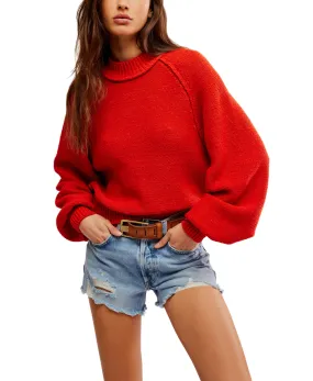 Free People Riley Pullover - Fiery Red