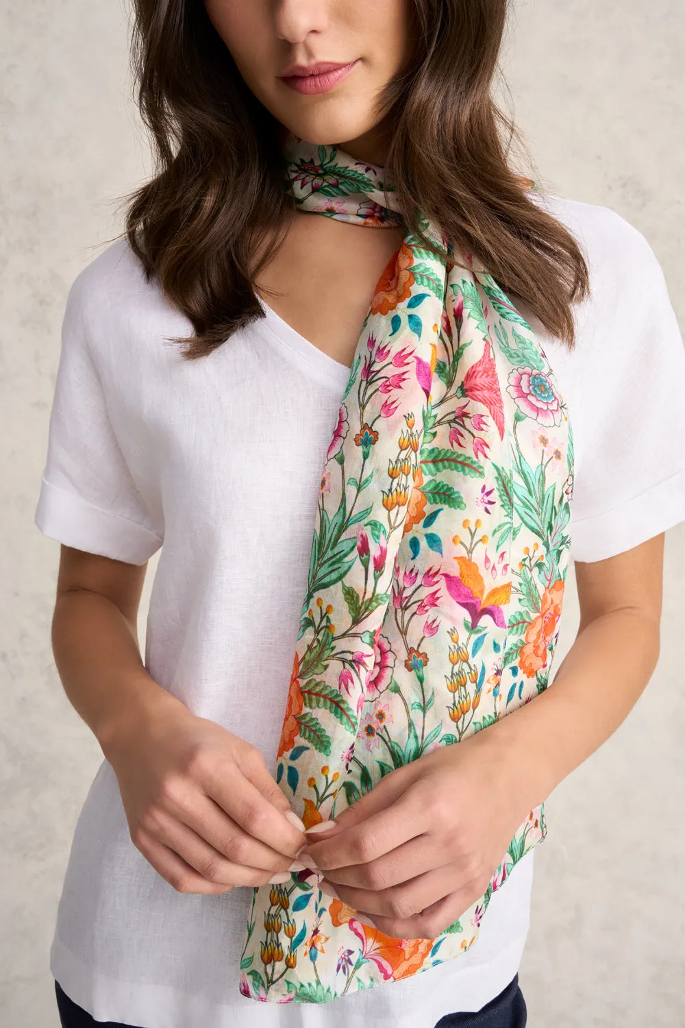 Garden Floral Silk Scarf