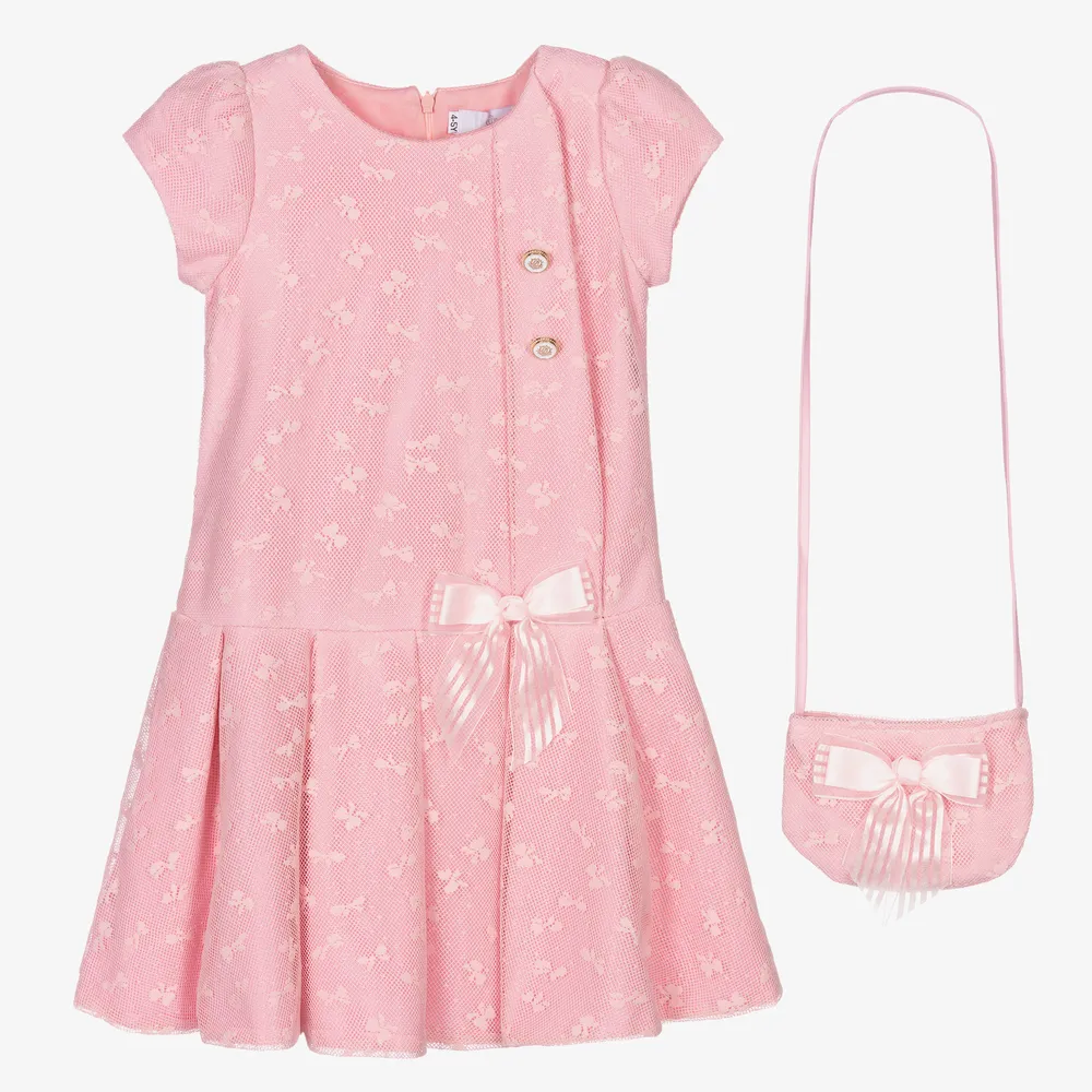 Girls Pink Dress & Bag Set