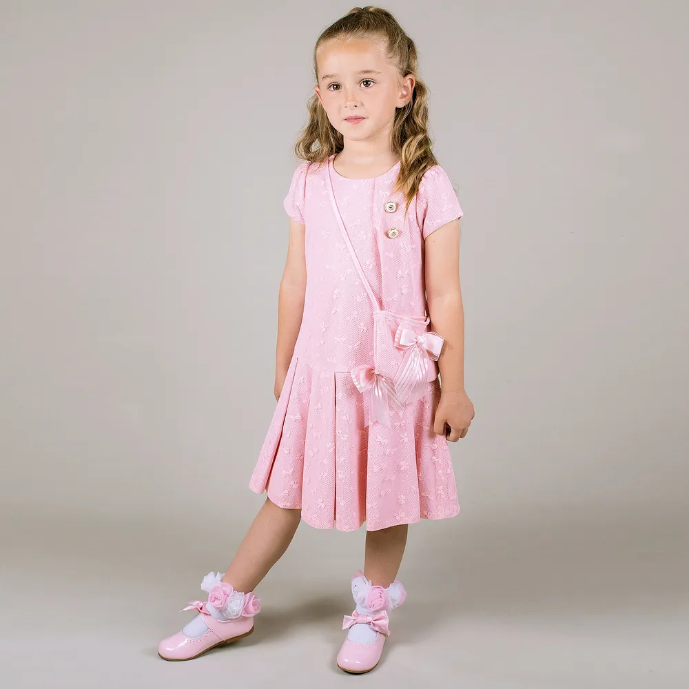 Girls Pink Dress & Bag Set