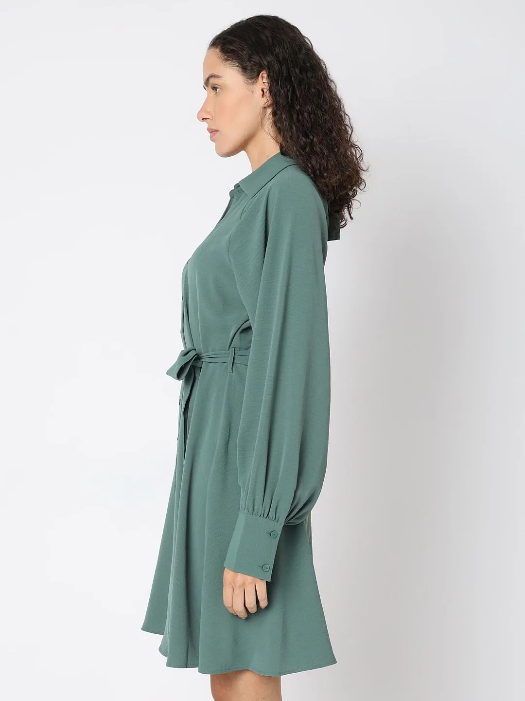 Green Short Shirt Dress