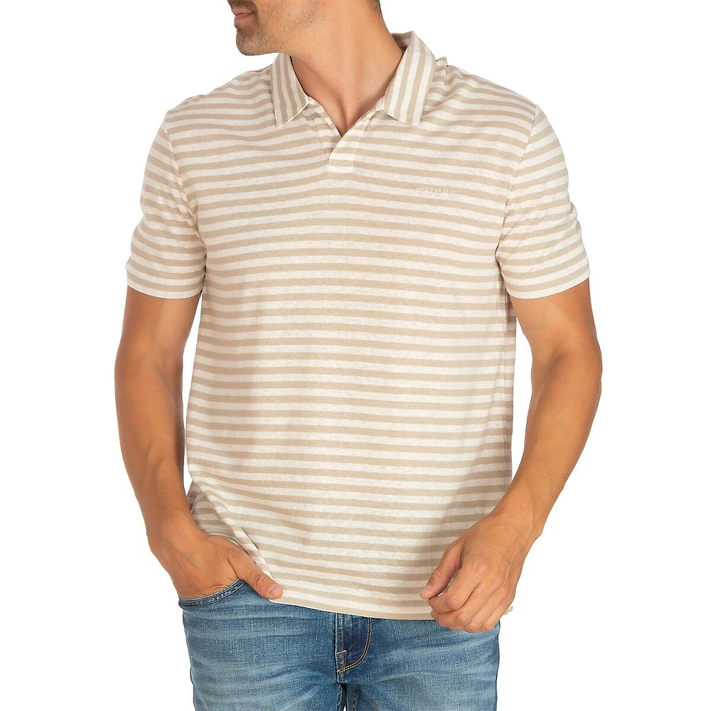 GUESS Striped Chest Logo Polo Shirt