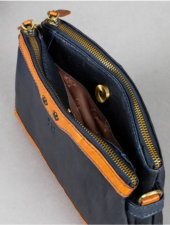 Hartsop Zip Leather Cross Body Bag in Navy