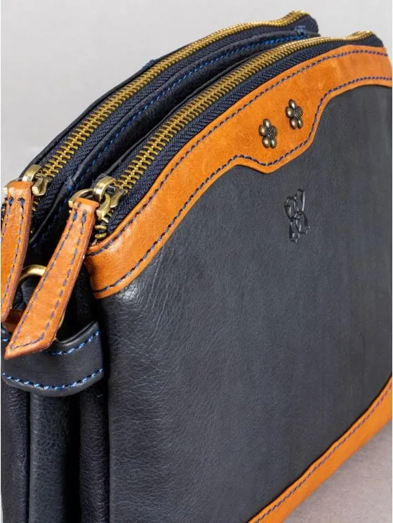 Hartsop Zip Leather Cross Body Bag in Navy