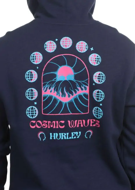 Hurley Cosmic Waves Slub Hoodie Midnight Aqua