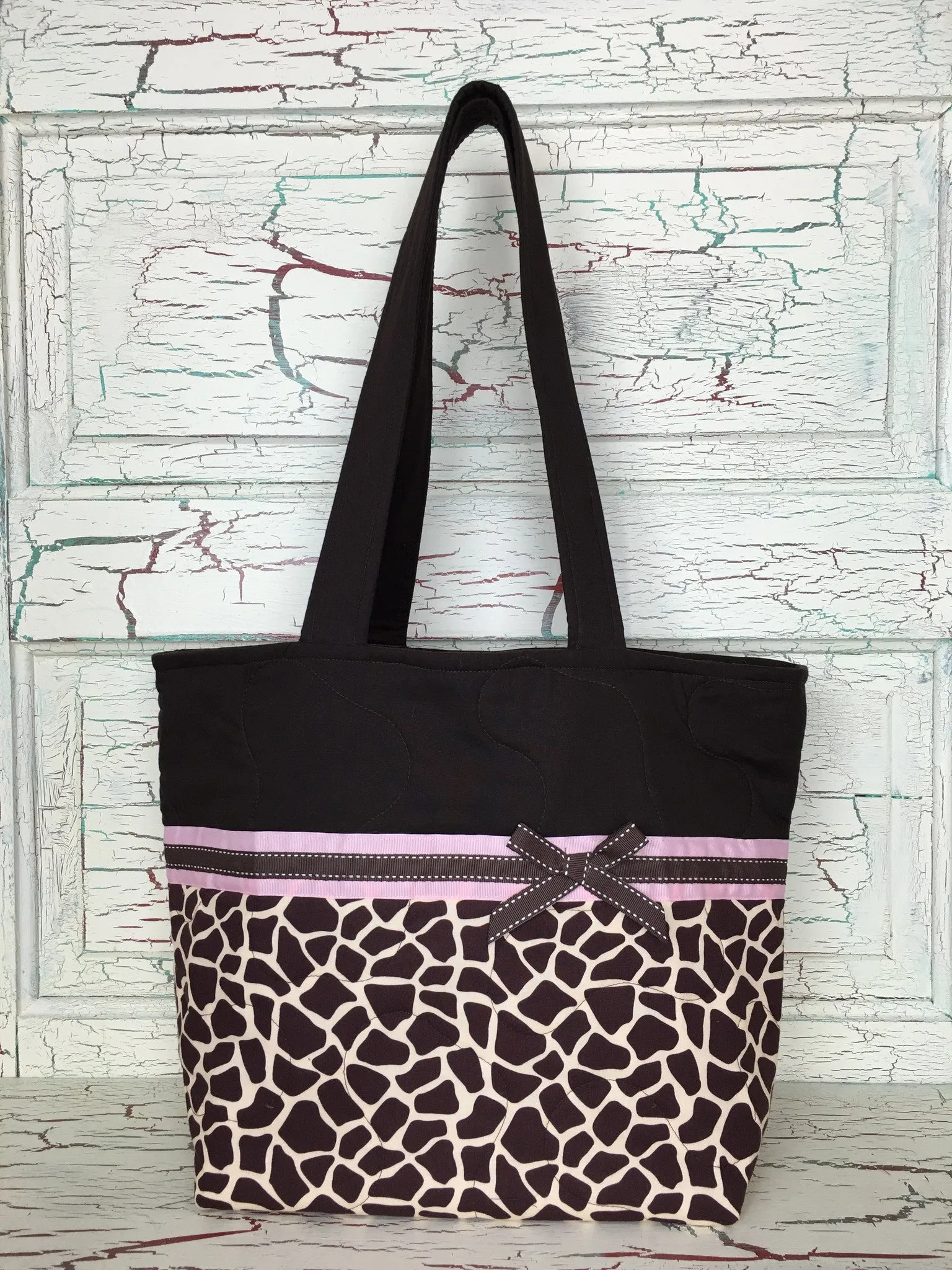 Ivory and Brown Giraffe XL Bag