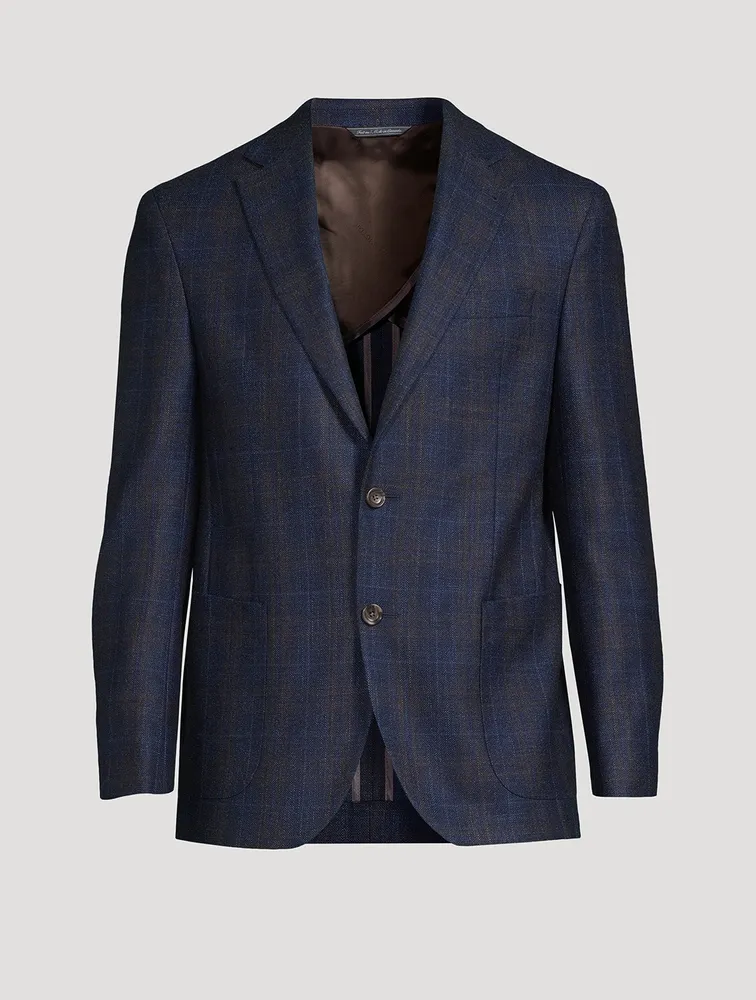 JACK VICTOR Denver Wool Silk And Cashmere Jacket Plaid Print