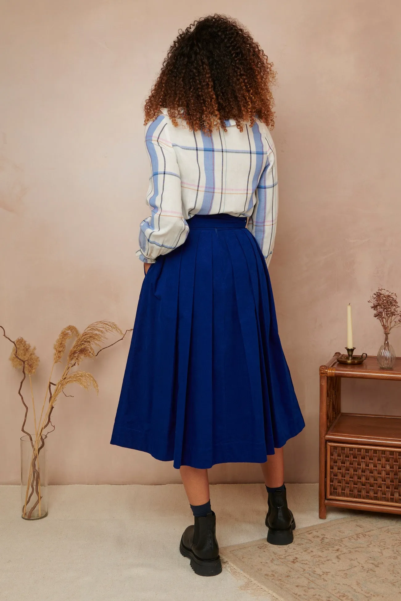 Jemima Needlecord Cobalt Blue Skirt