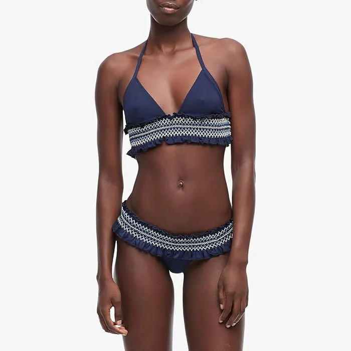 Jonathan Simkhai Striped Smocked Halter Bikini Women's