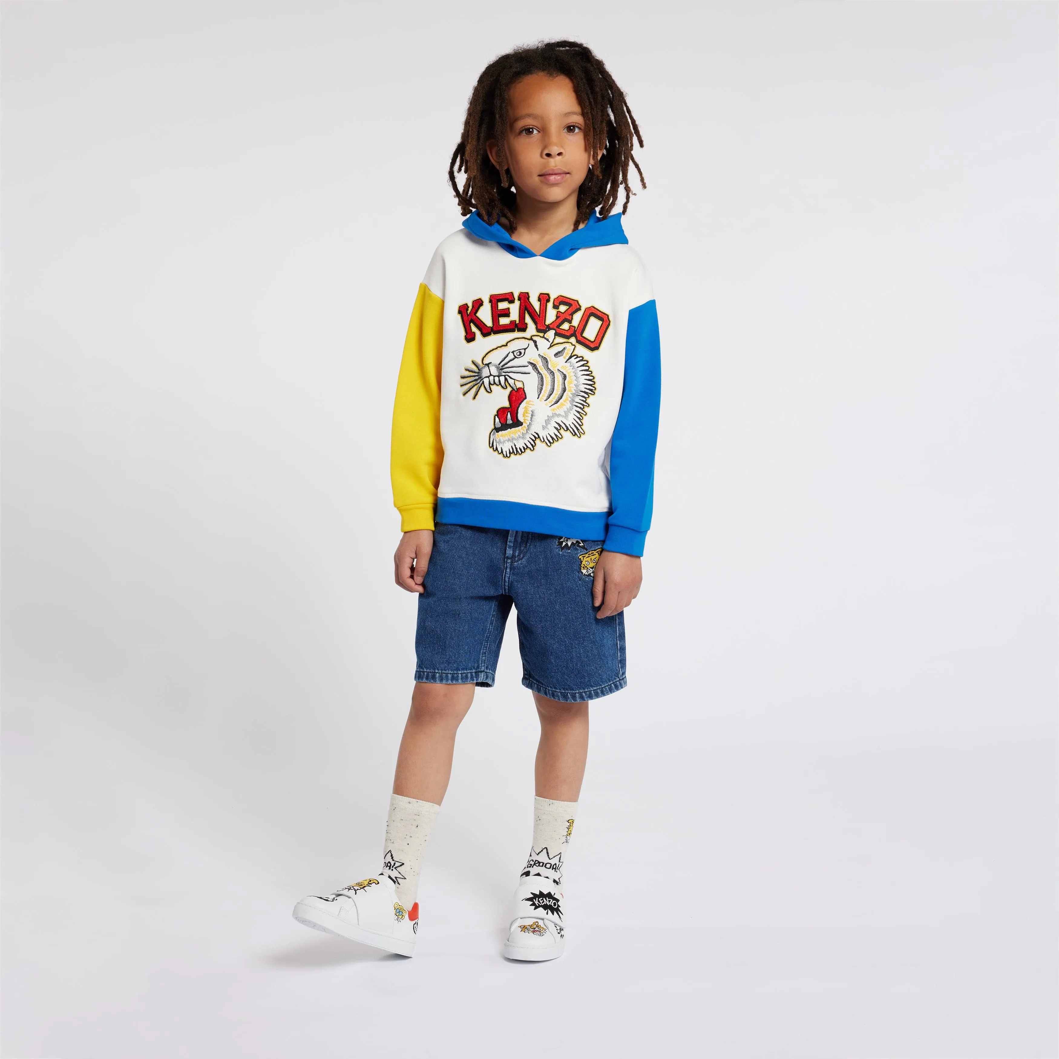 KENZO Boys Tiger Logo Hoodie in Ivory