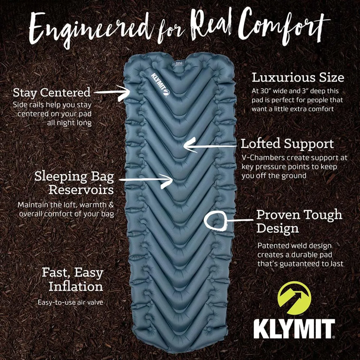 Klymit Static V-Chambers Luxe SL Sleeping Pad - Blue