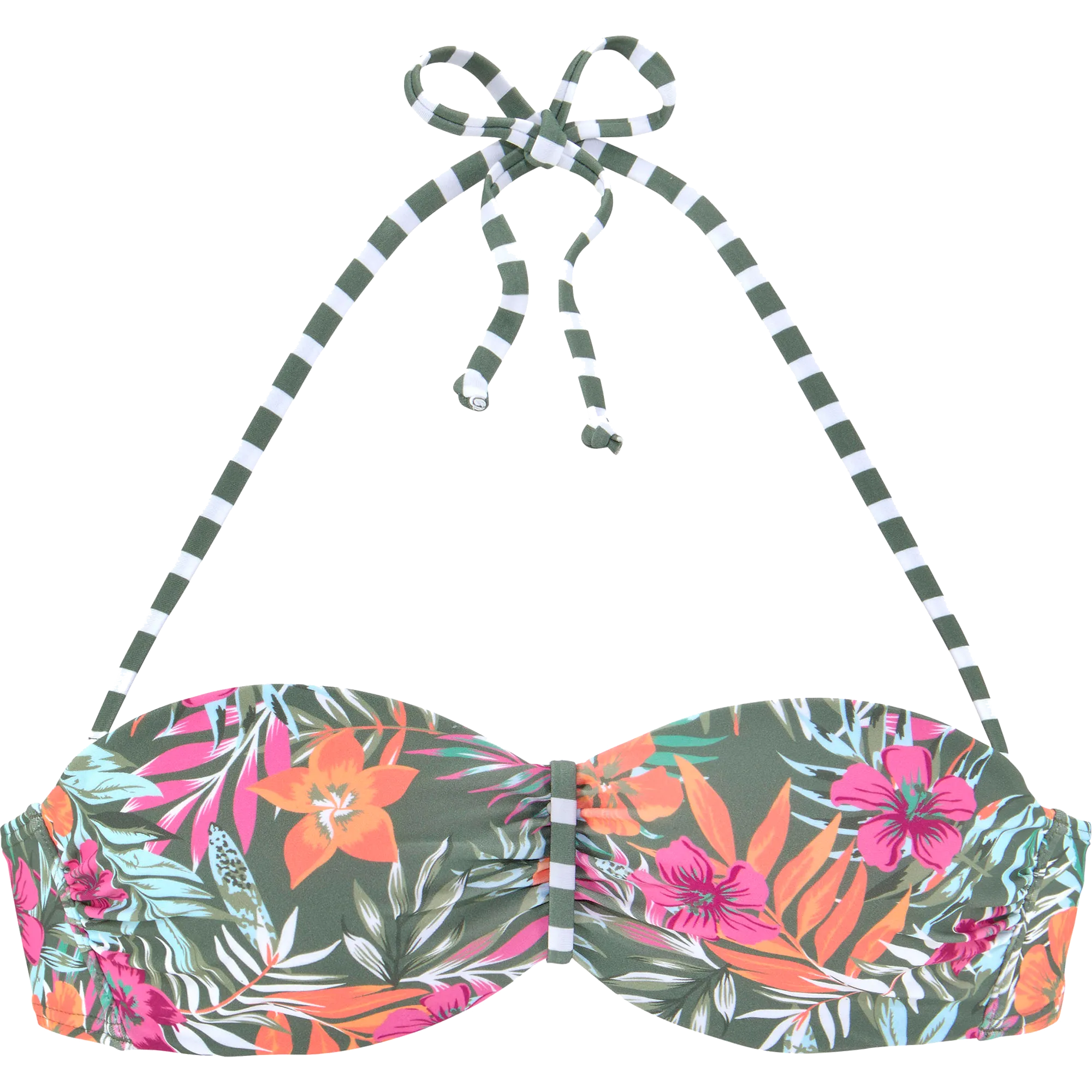 Lascana - Underwired Bandeau Bikini Top Women oliv flower