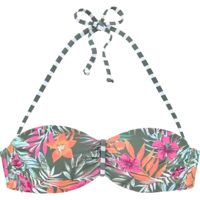 Lascana - Underwired Bandeau Bikini Top Women oliv flower