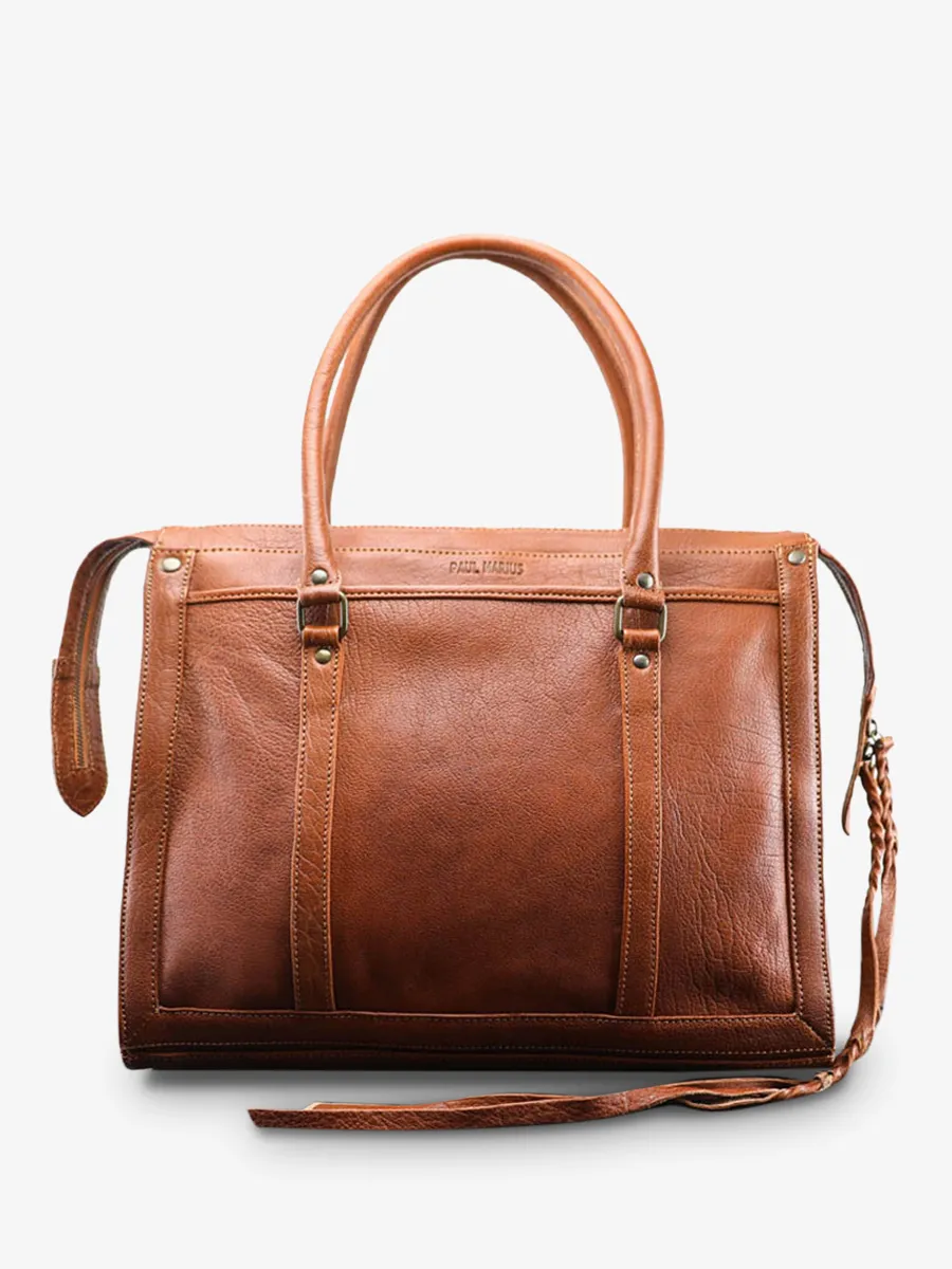 leather hand bag for women Brown - LeRive Droite - L Light Brown | PAUL MARIUS