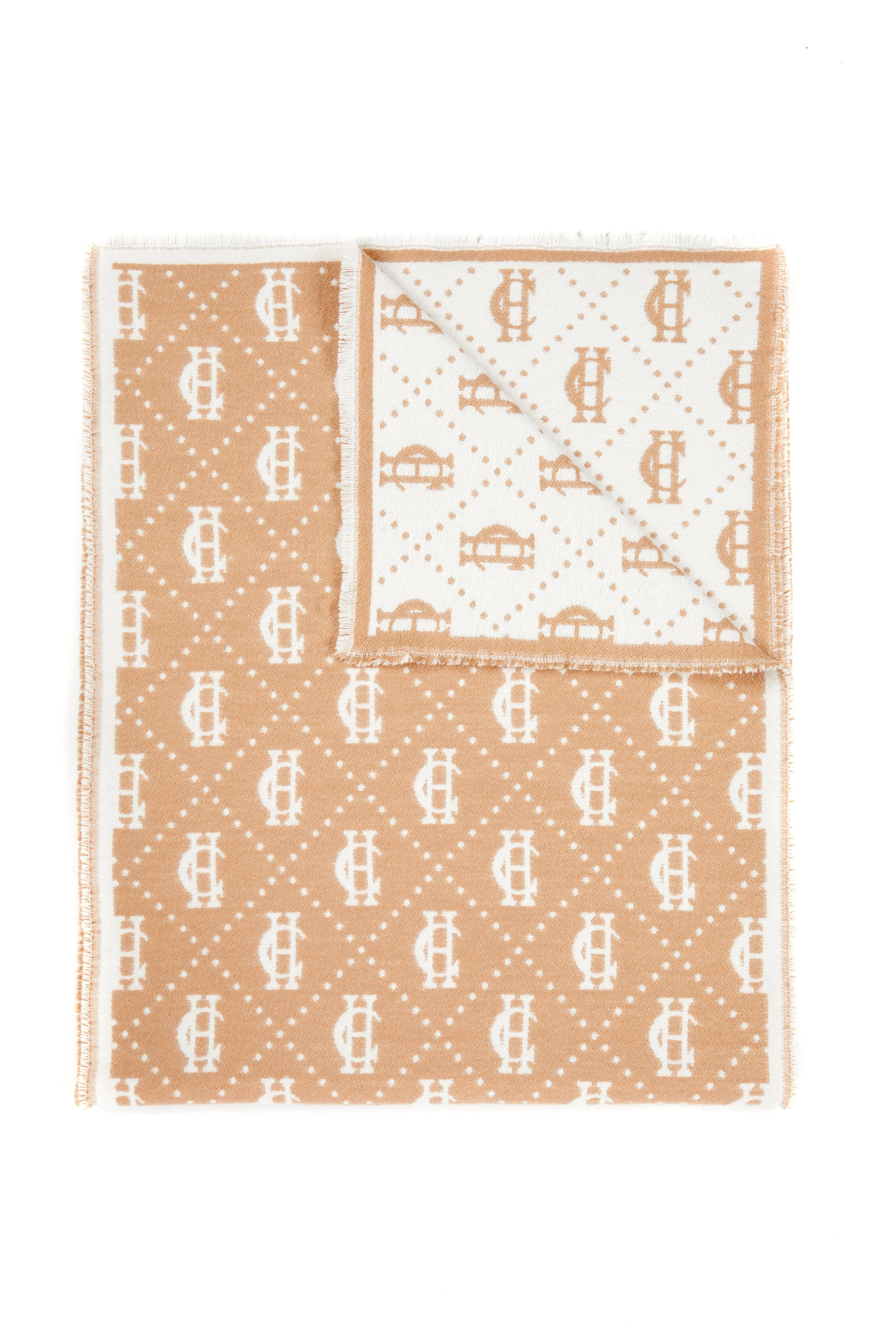 Lightweight Monogram Scarf (Camel Cream)