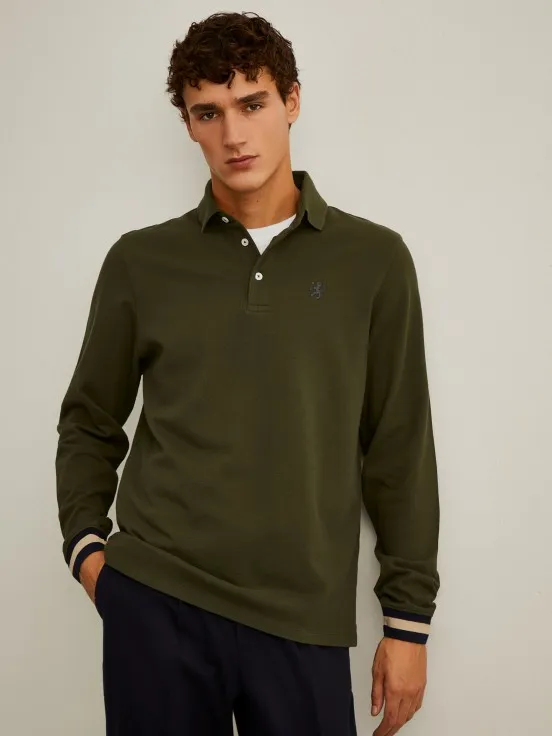 Long-sleeve regular fit polo shirt