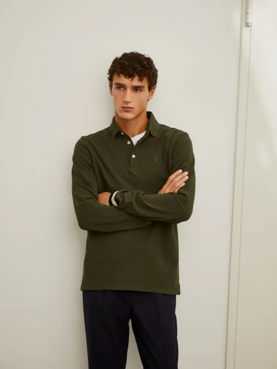 Long-sleeve regular fit polo shirt