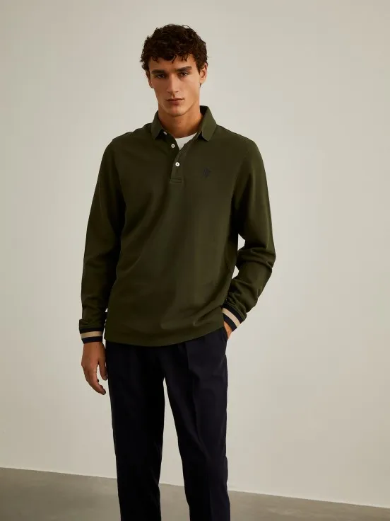 Long-sleeve regular fit polo shirt