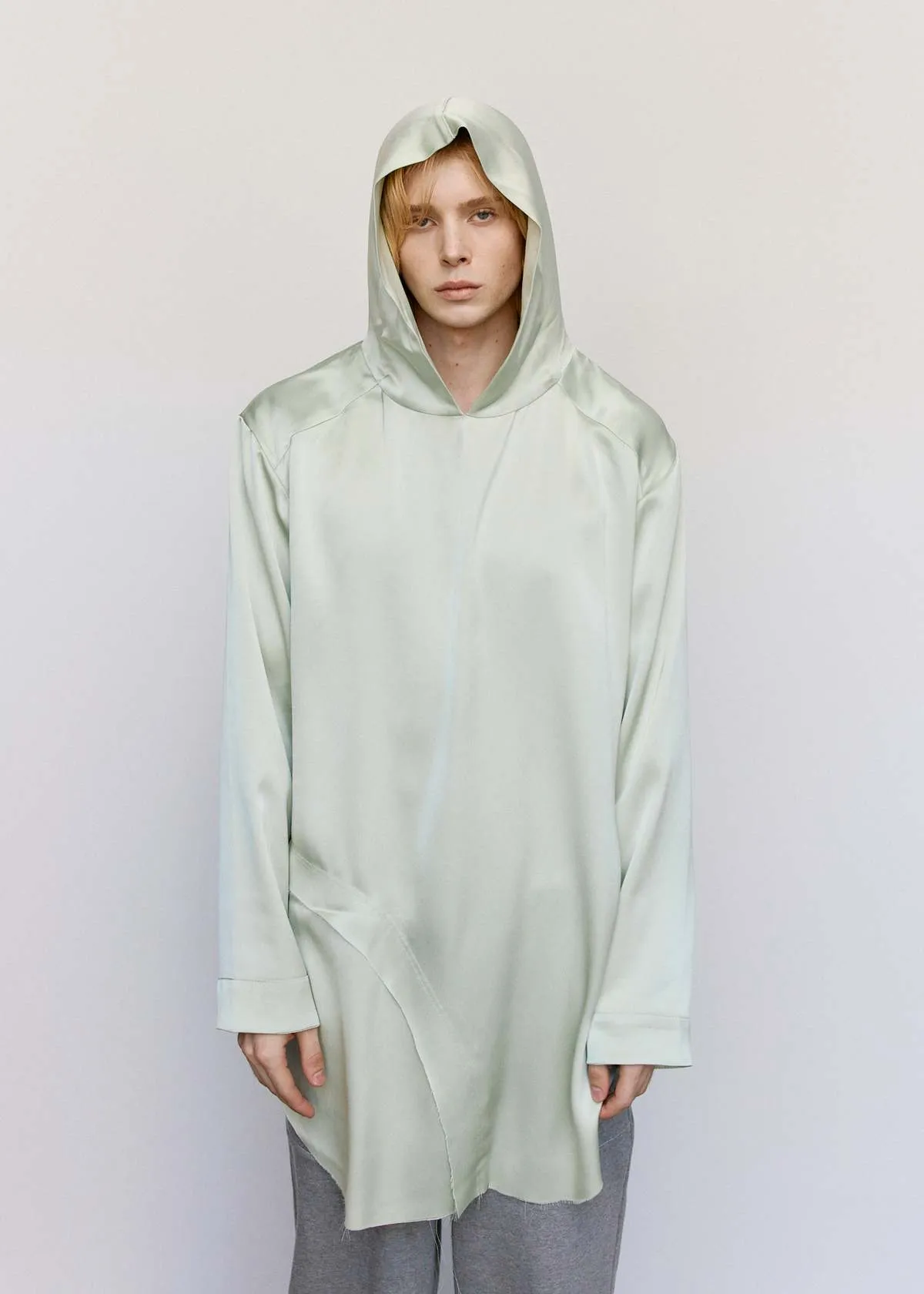 Matte Satin Madame Hoodie - Pastel Green