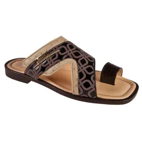 Mauri 1467/1 Tejus / Fabric Limbo/ Ostrich Sandals Testa Di Moro / Taupe (Special Order)