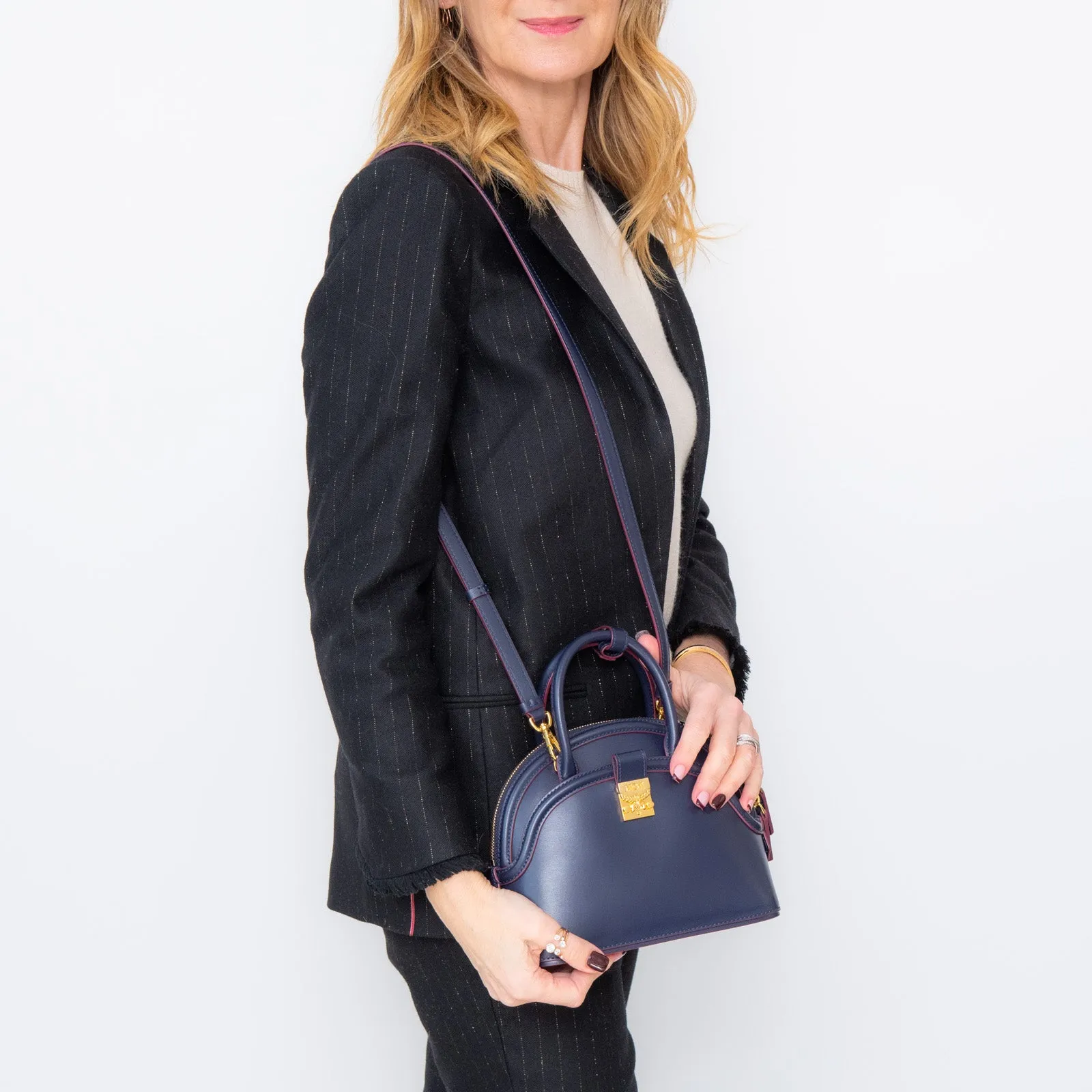 MCM Navy Leather Bag