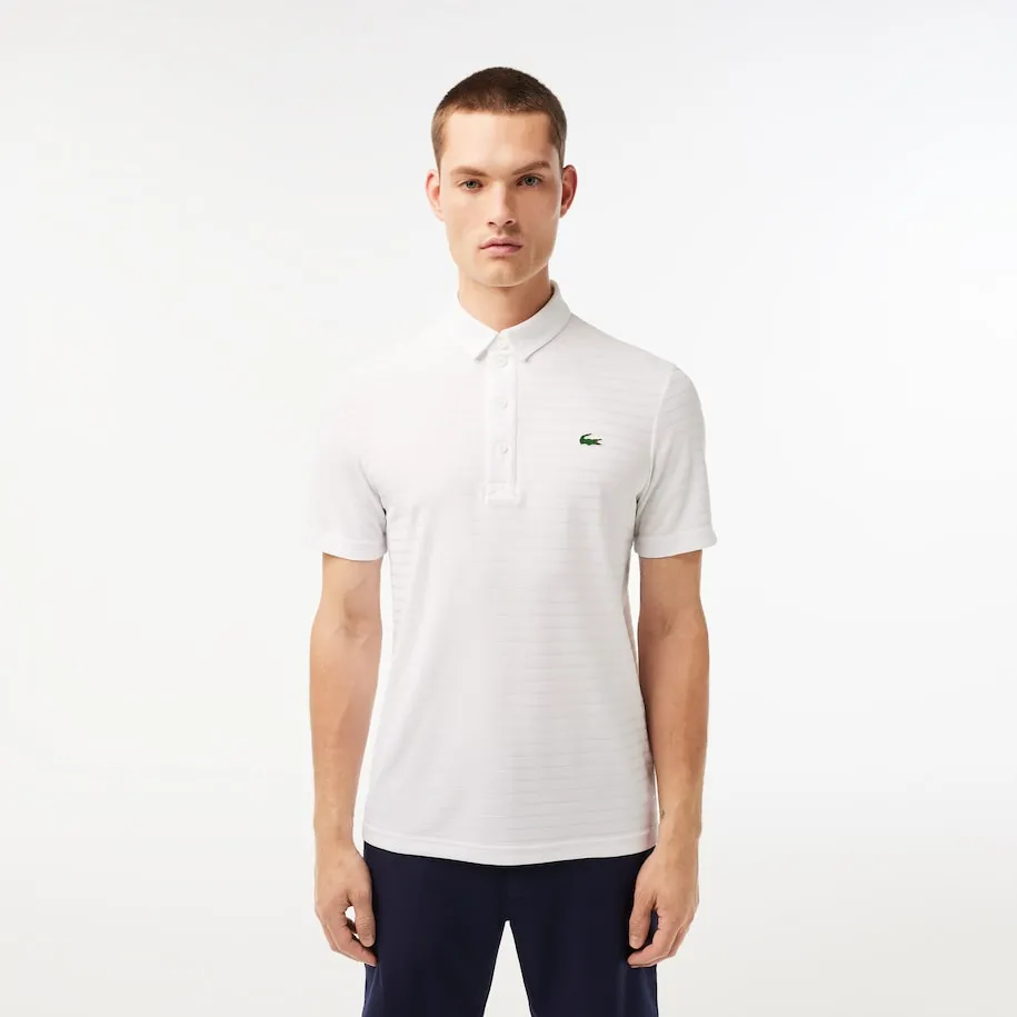 Men's Sport Textured Breathable Golf Polo White