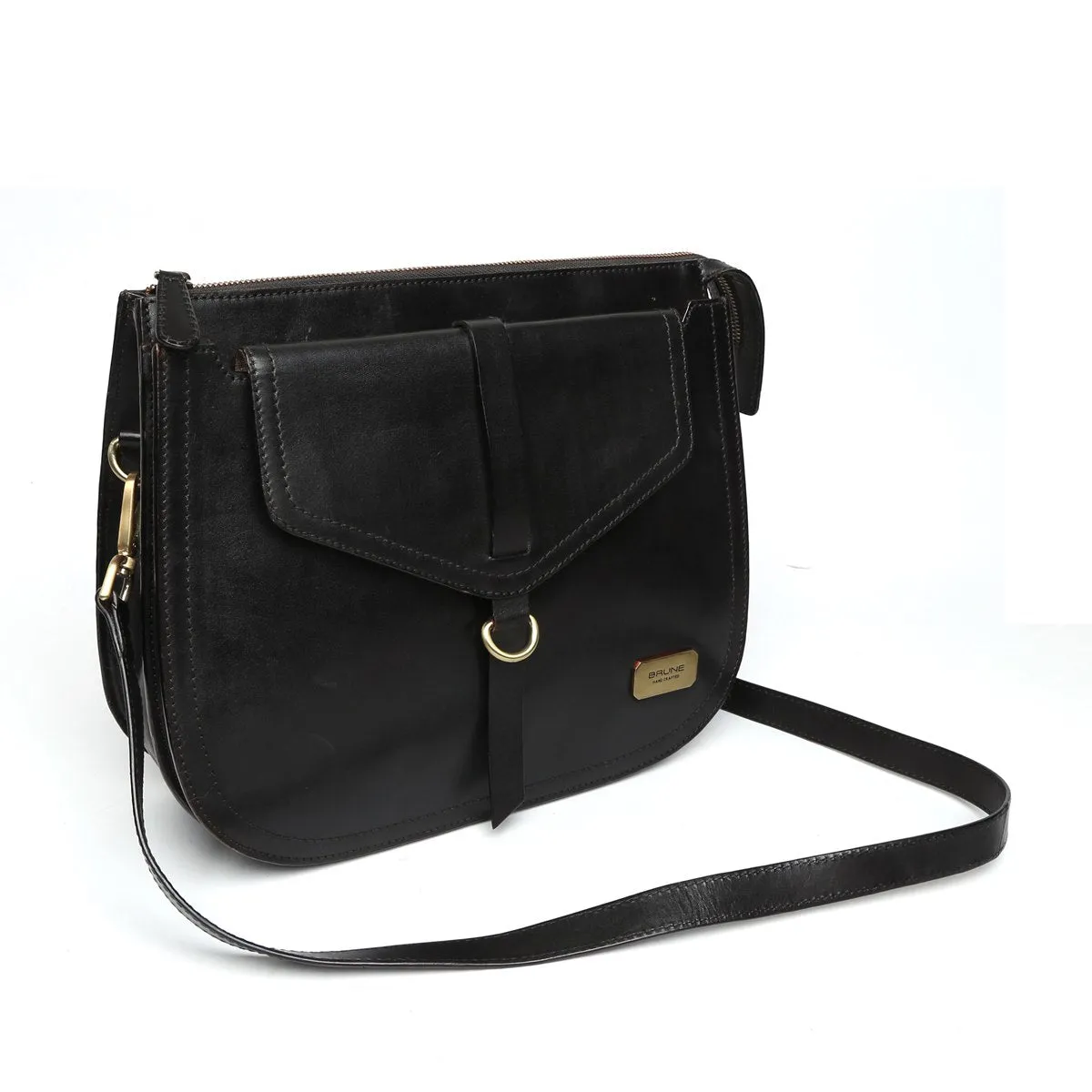 Modern Black Leather Sleek Look Ladies Bag By Brune & Bareskin