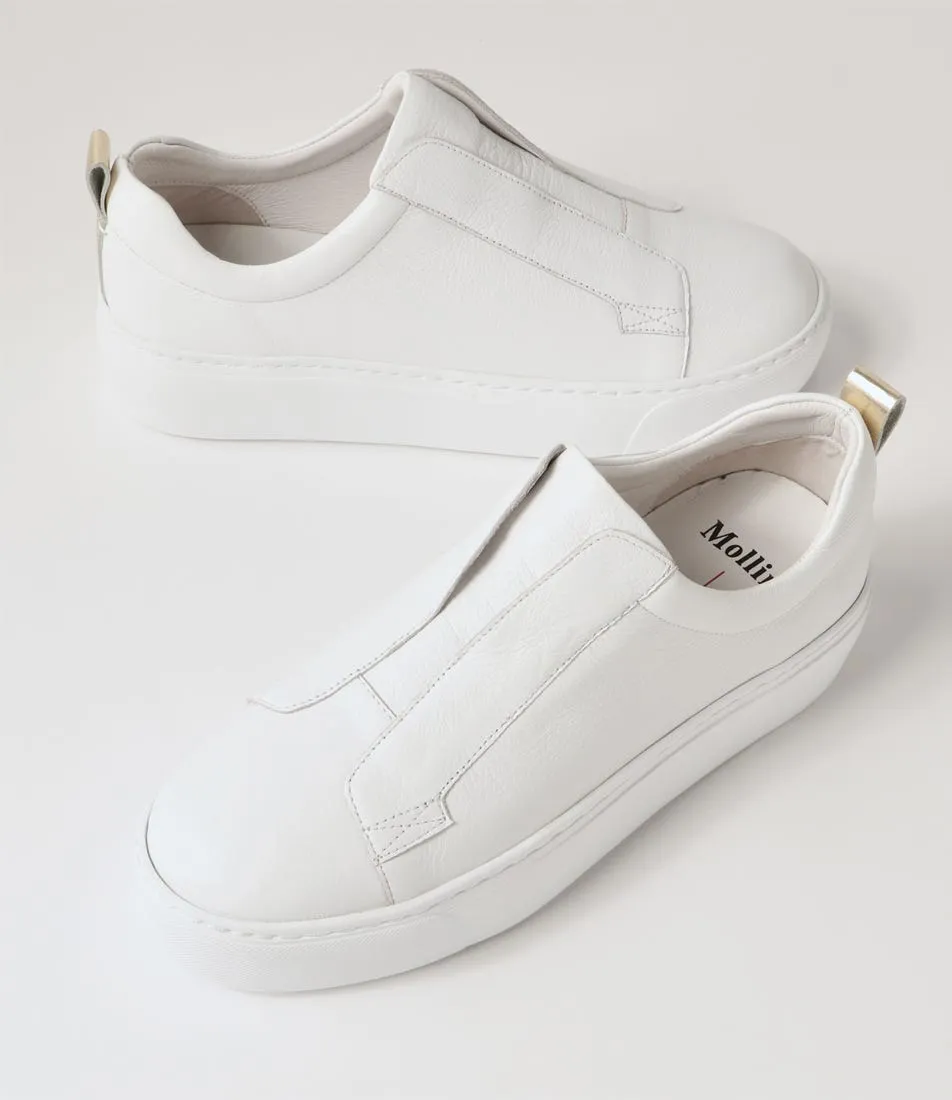 MOLLINI Cannes White Gold Leather Sneakers