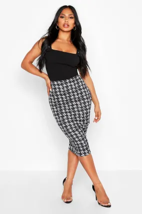 Monochrome Check Midi Skirt