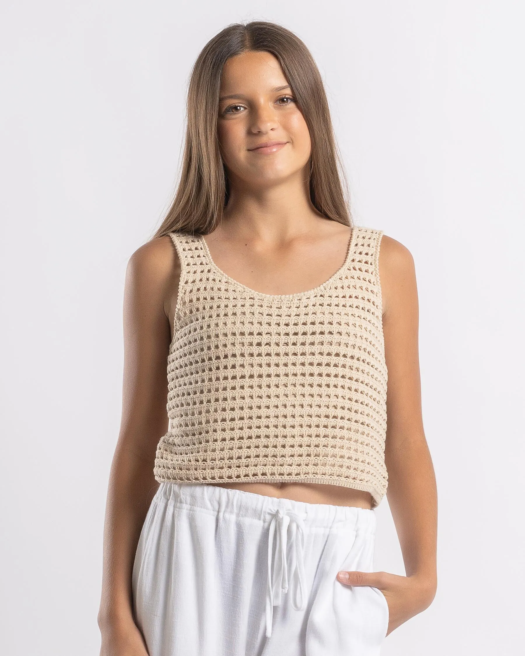 Mooloola Girls' Aruba Crochet Tank Top