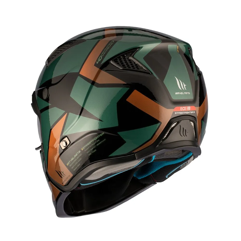 MT Streetfighter S P1R Helmet - Black/Green/Gold