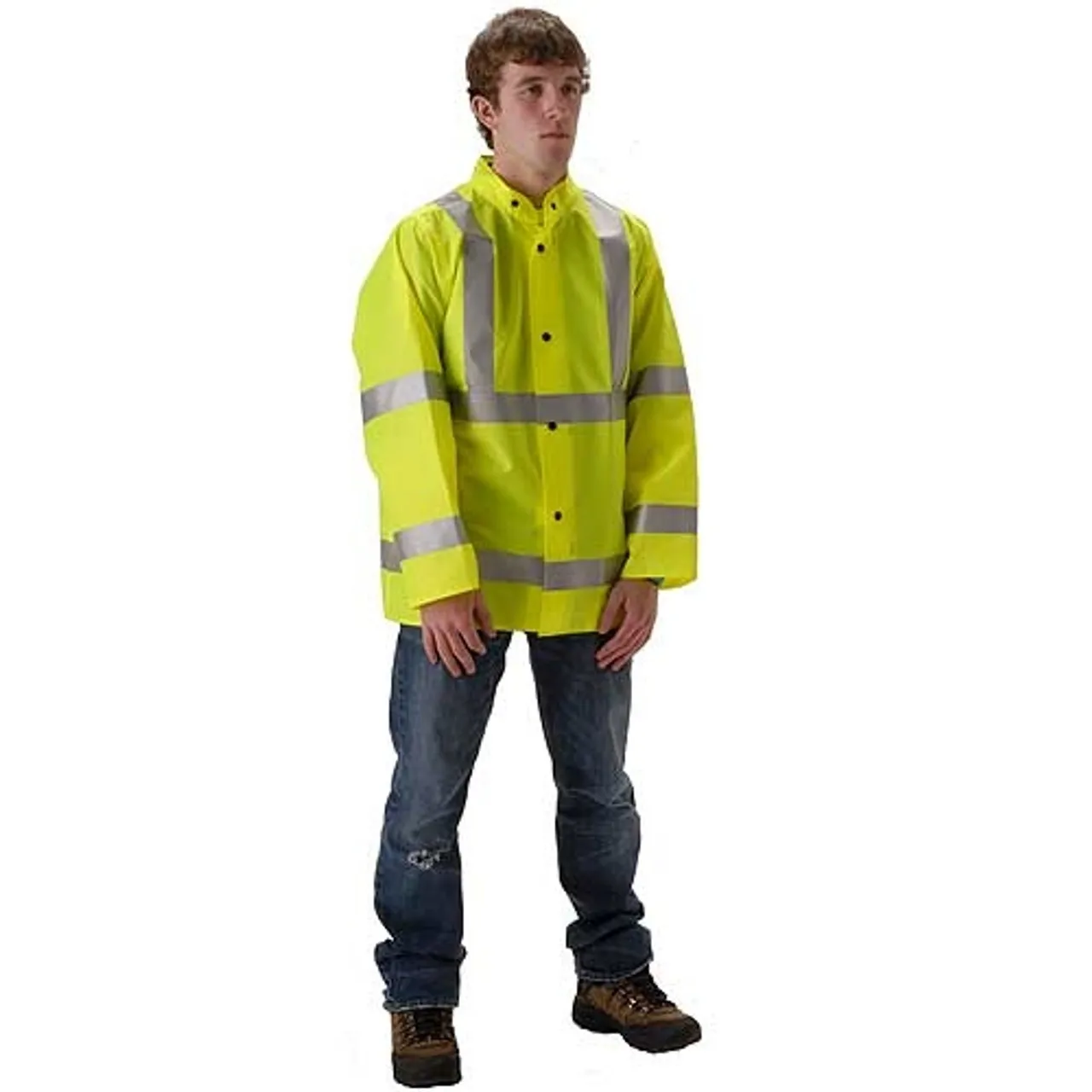 NASCO Class 3 Hi Vis WorkLite Made in USA Rain Jacket with D-Ring Access 80JF