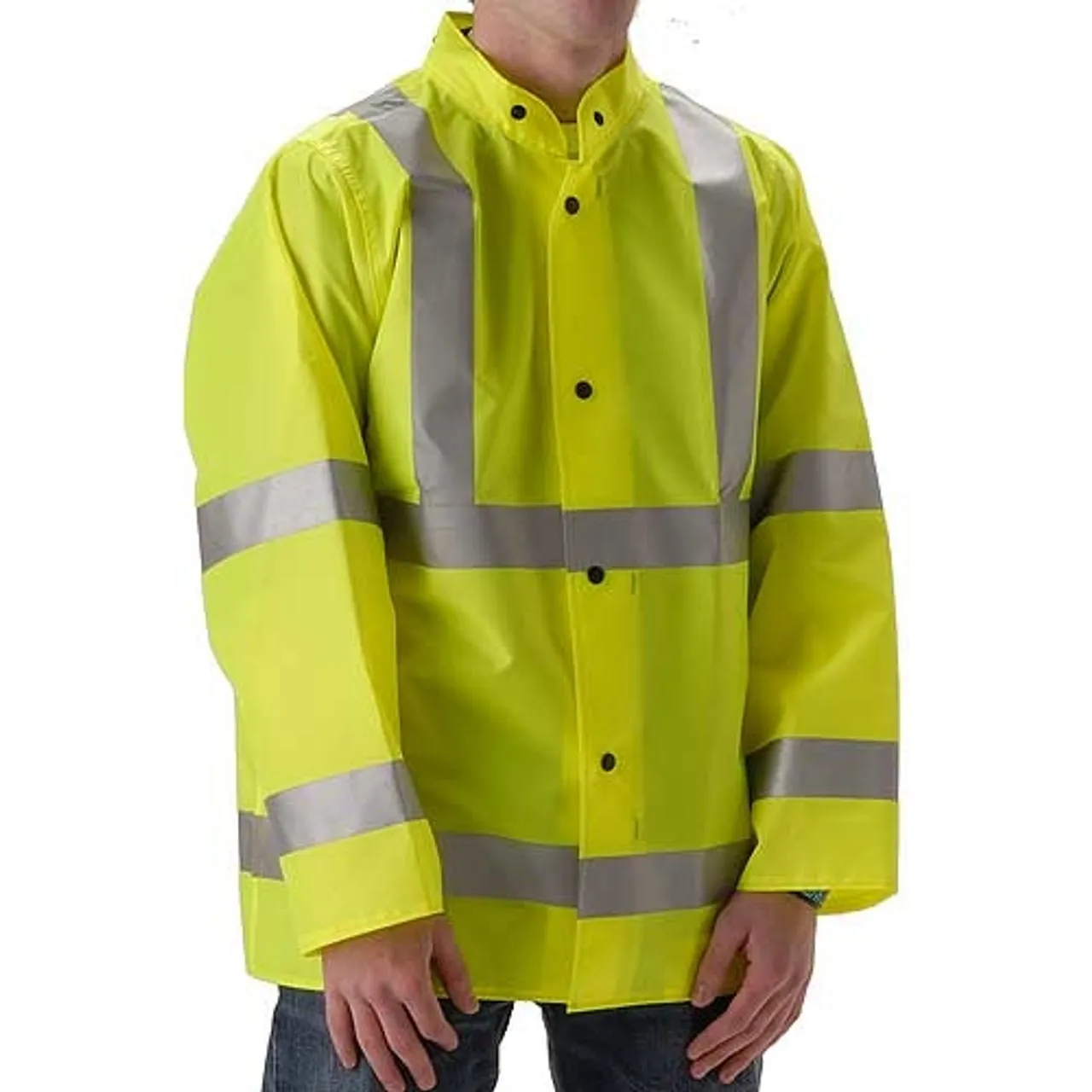 NASCO Class 3 Hi Vis WorkLite Made in USA Rain Jacket with D-Ring Access 80JF