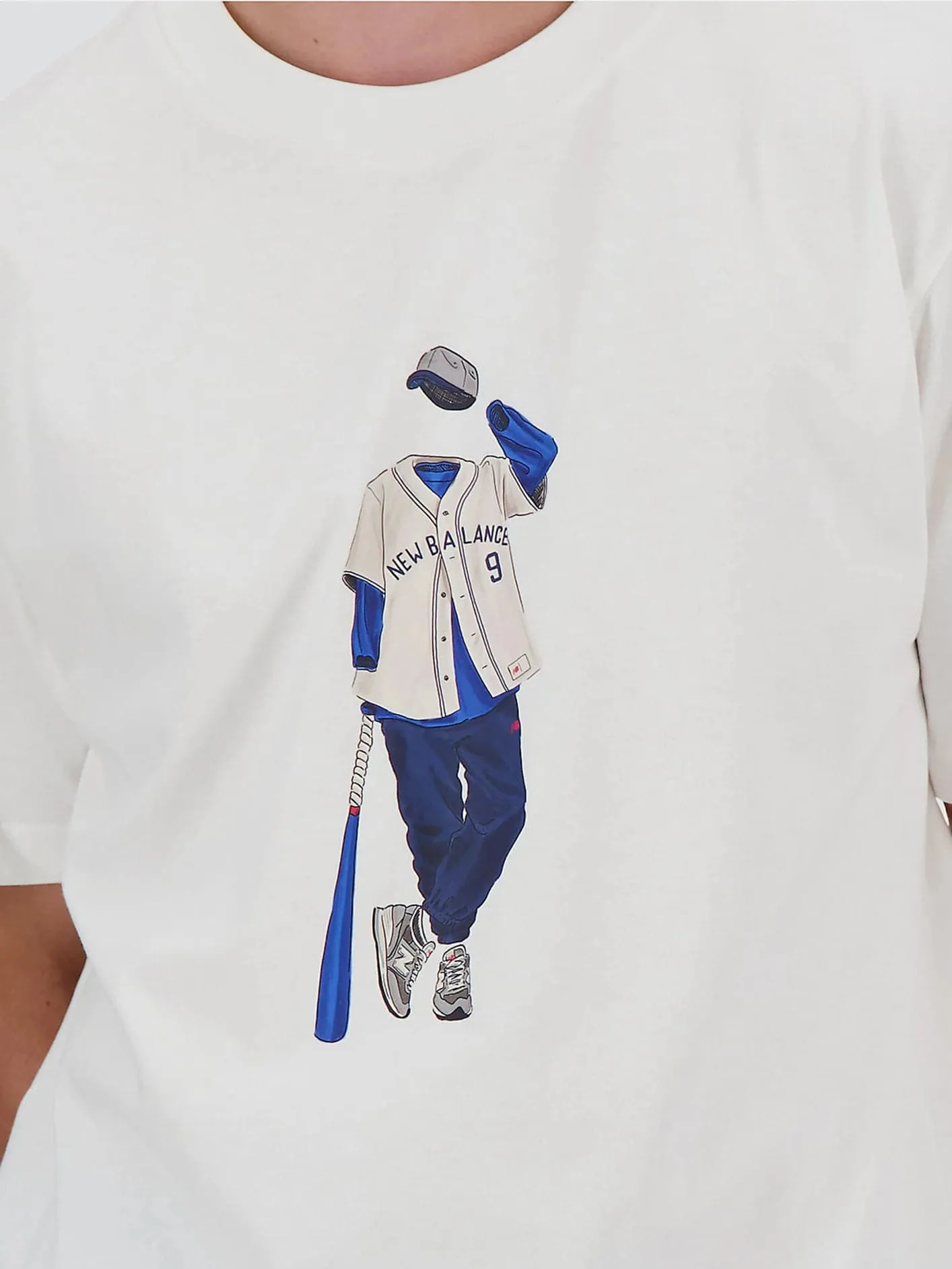 NEW BALANCE NB Athletics Baseball Style Relaxed Tee  - White/Vision Blue