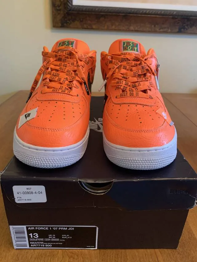 Nike Air Force 1 Low Premium Just Do It Orange size 13