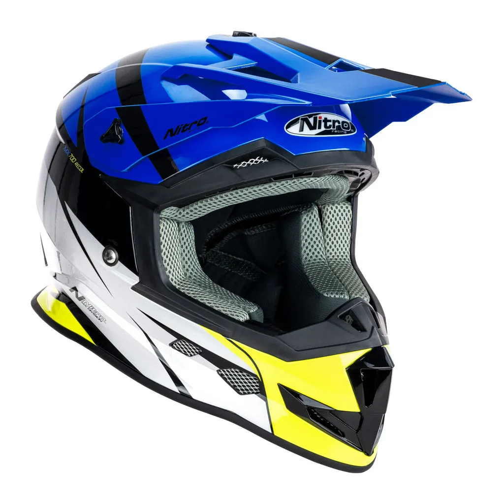 Nitro - MX700 Recoil Blue/White/Yellow Helmet